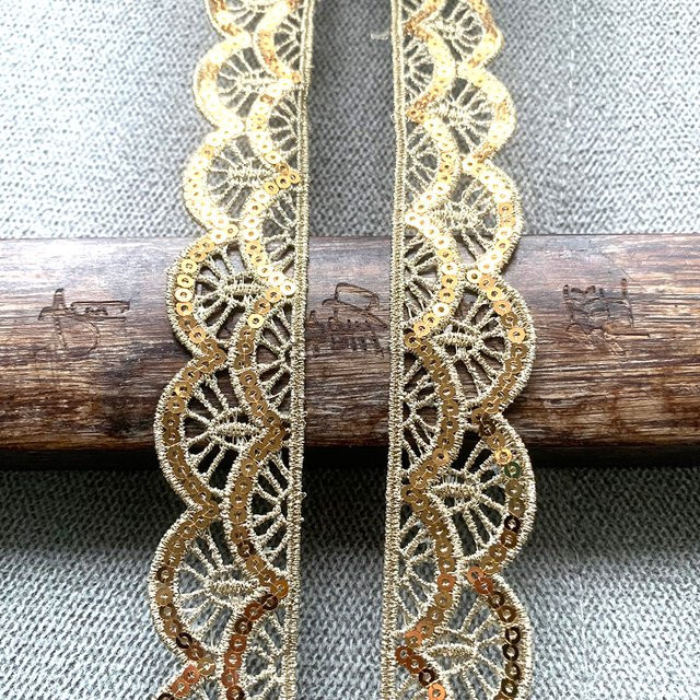 Goldene Pailletten-Borte aus Stoff für DIY-Bastelarbeiten und Hochzeiten, 3 m pro Packung - Bild 1
