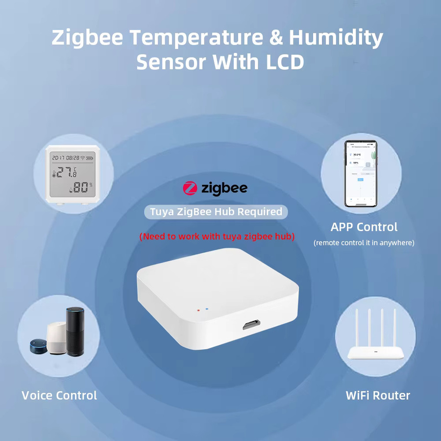 ONENUO Zigbee Temperatur-Feuchtigkeitssensor mit LCD-Display und Tuya-App-Steuerung in Schwarz oder Weiß - Bild 2