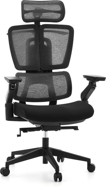hjh OFFICE Profi Bürostuhl Ergo U2 Flex3 mit 4D-Kopfstütze, Armlehnen und höhenverstellbarer Sitzfläche aus Stoff und Netzstoff - Bild 1