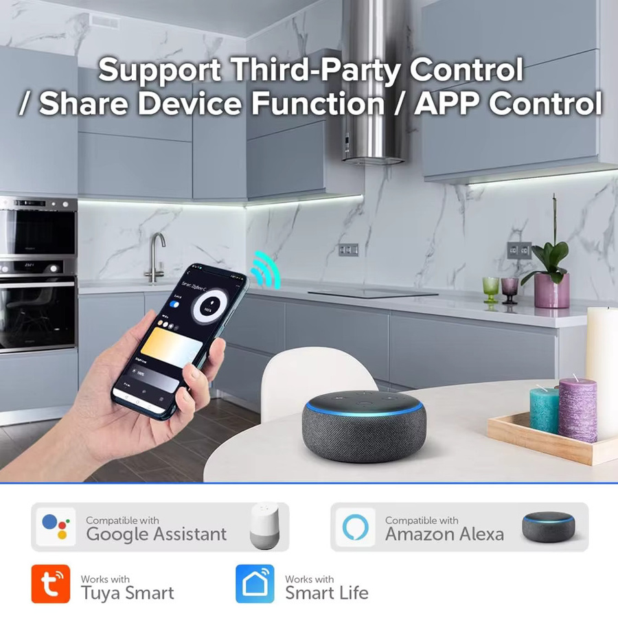 CENFAYA Tuya WiFi COB CCT LED-Streifen 24V Dual-Weiß, dimmbar mit Touch-Fernbedienung, kompatibel mit Alexa und Google Assistant, Farbe: Weiß - Bild 2