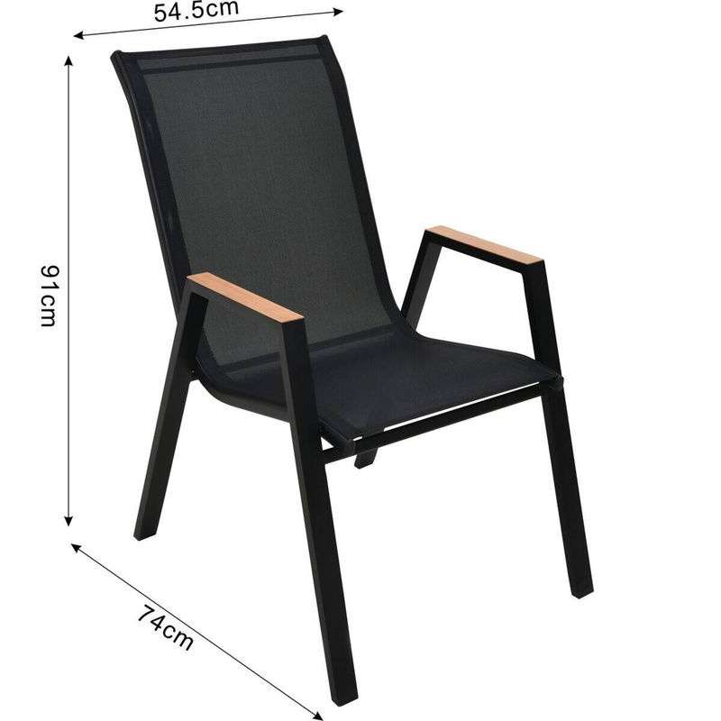 POCOline Stapelstuhl Bari in Schwarz mit Textilene und Stahlrohr, B: 55 cm, T: 74 cm, H: 91 cm - Bild 3