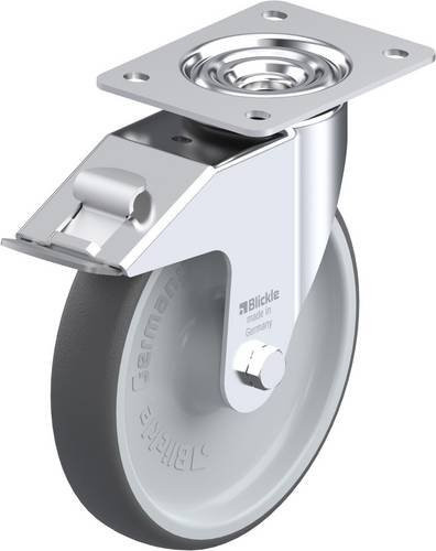 Blickle LE-PATH 200R-FI Lenkrolle mit Feststeller in Silber und Grau, Rad-Durchmesser: 200 mm, Tragfähigkeit: 300 kg - Bild 1