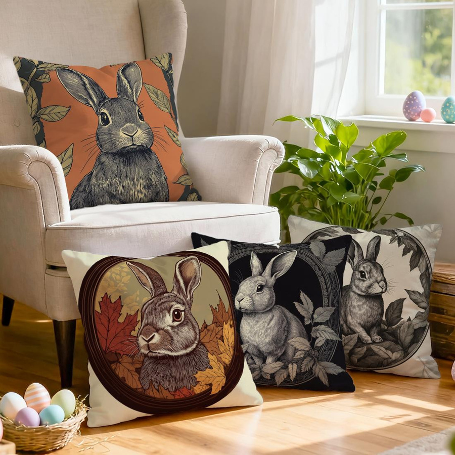 Dekokissen Osterhase Kissenbezug aus Polyester in Multicolor, B/H: 18 x 18 cm - Bild 5
