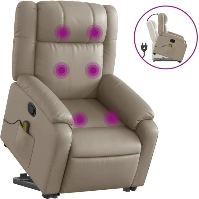 vidaXL Massagesessel Modell 4 mit Aufstehhilfe in Cappuccino-Braun aus Kunstleder - Bild 1