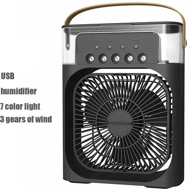 LChome Tragbarer Klimaanlagenventilator Mini-Verdunstungsluftkühler mit 7-farbigem LED-Licht und Timer in Schwarz - Bild 1