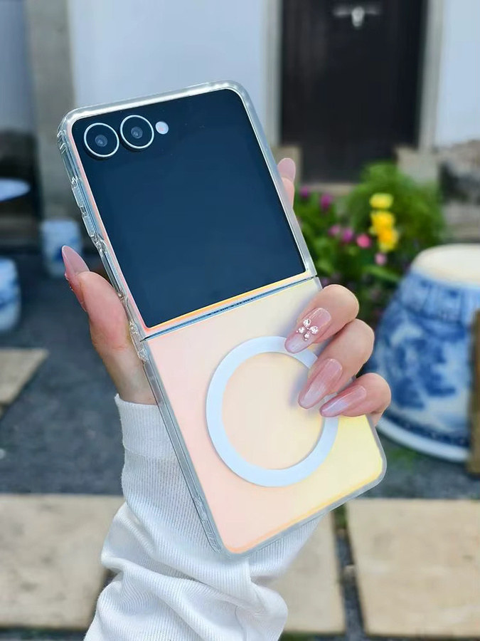 Magnetische Handyhülle für Samsung Galaxy Z Flip7 Flip6 Flip5 mit Regenbogen-Farbverlauf in Multicolour, mattiert und stoßfest - Bild 4