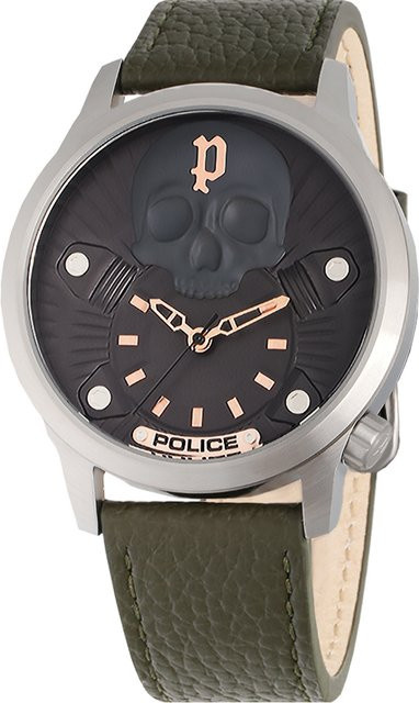 Police Analoguhr, Quarz, Edelstahl, 44 mm, Leder, Herren - Bild 1