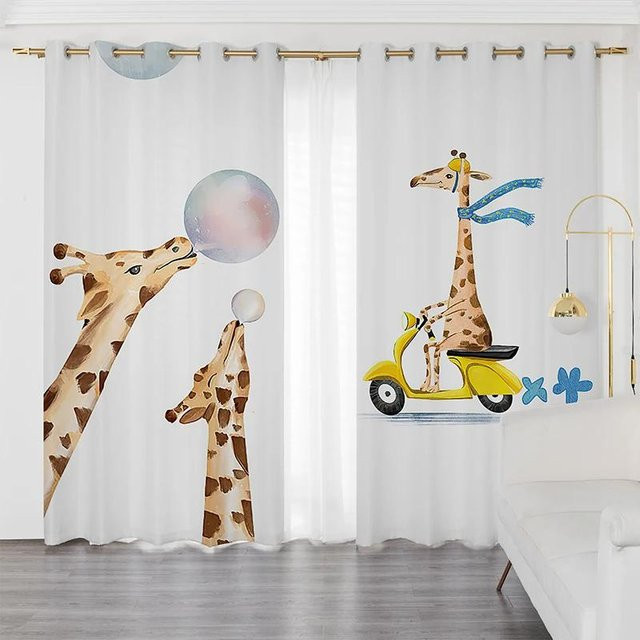 Verdunkelungsvorhang Yiran Furniture mit Hase, Sternen und Mond für Kinderzimmer, Breite: 55 cm, Höhe: 120 cm - Bild 1
