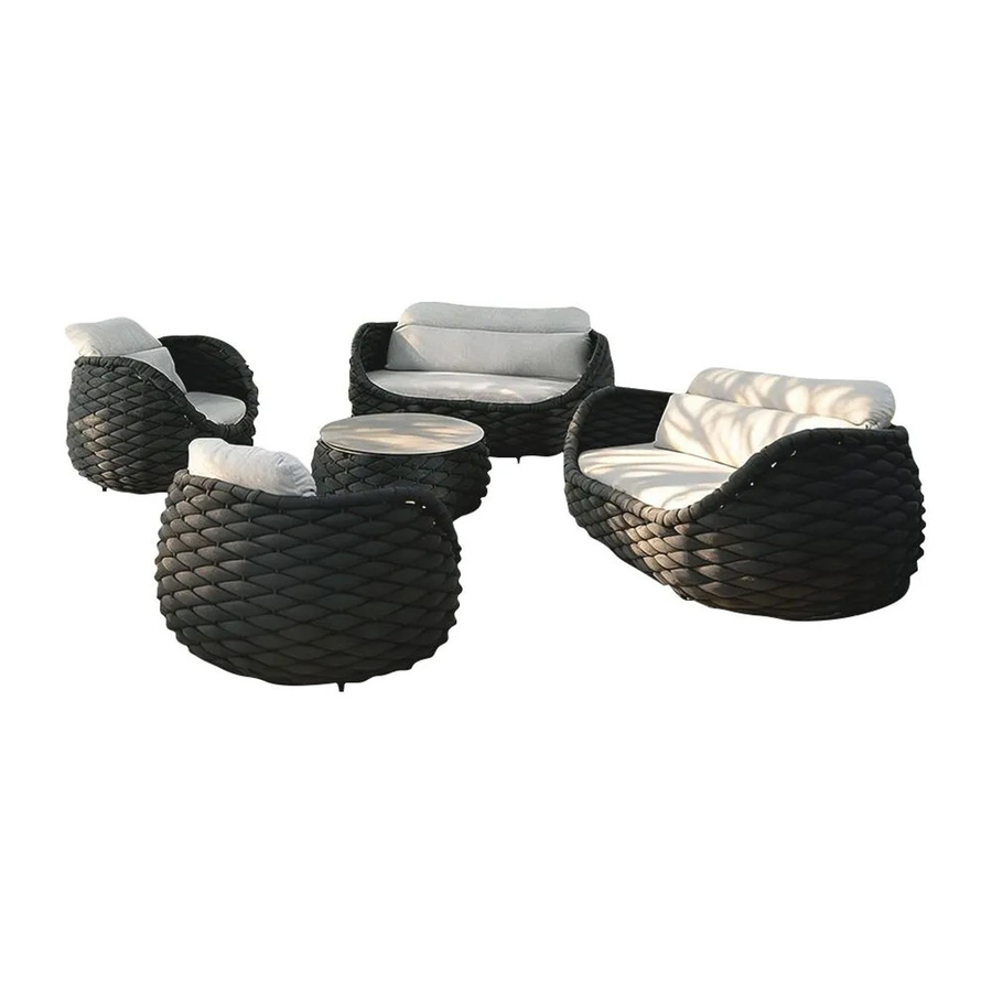 360Home Outdoor Sofa Set mit Couchtisch, 2 Dreisitzer Sofas und 2 Sesseln aus Aluminium in Schwarz und Grau mit Polsterung und Kissen für Garten, Terrasse und Balkon - Bild 2