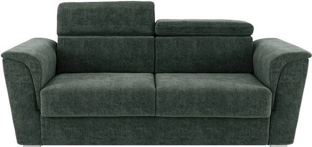 Vente-unique Schlafsofa Rizora in Grün mit verstellbarer Kopfstütze und Stoffbezug, Breite: 210 cm - Bild 1