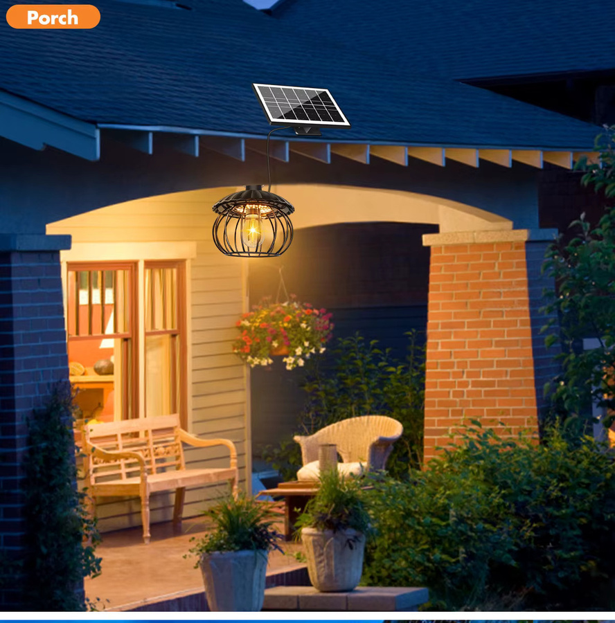 Cosyhomes Solar Garten Hängelampe LED Außenleuchte aus Metall in Schwarz mit Fernbedienung, Dimmfunktion und Timer für Terrasse und Balkon - Bild 2