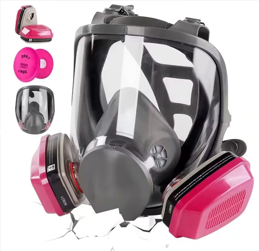 Wiederverwendbare Antibeschlag-Gasmaske mit 60921 Aktivkohlefiltern gegen Staub und organische Dämpfe zum Lackieren - Bild 2