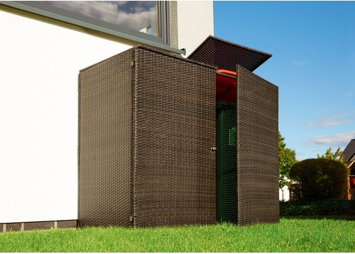 Merxx Mülltonnenabdeckung für 2 Mülltonnen in Braun aus Stahl und Kunststoffgeflecht - Bild 3