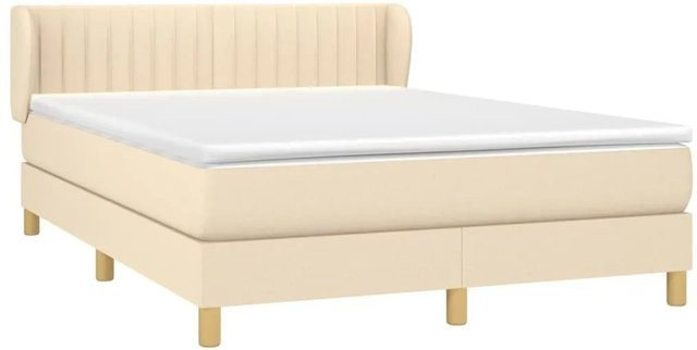 vidaXL Boxspringbett mit Matratze in Beige, Hybrid-Design mit Taschenfederkern, B/T: 140 x 190 cm - Bild 1