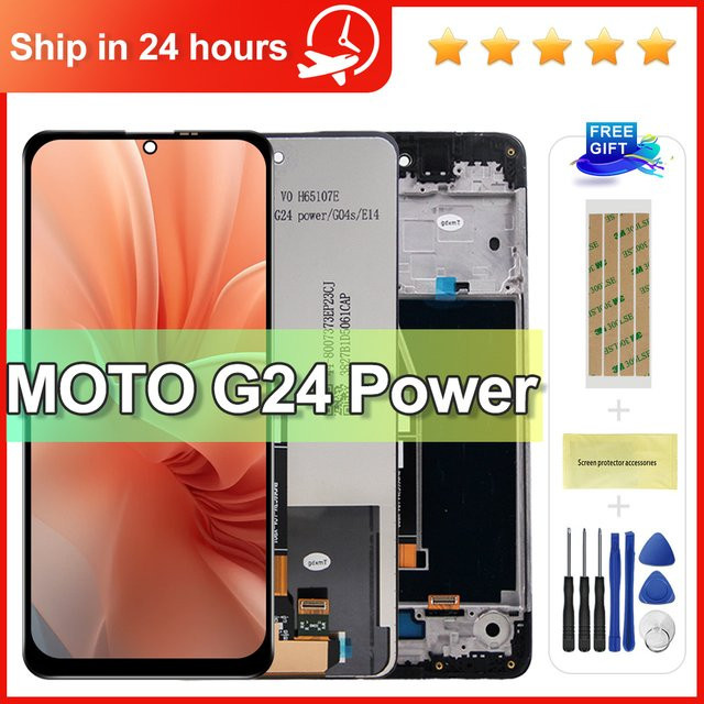 Motorola Moto G24 Power Ersatz LCD Display Touch Screen mit Rahmen in Schwarz - Bild 1