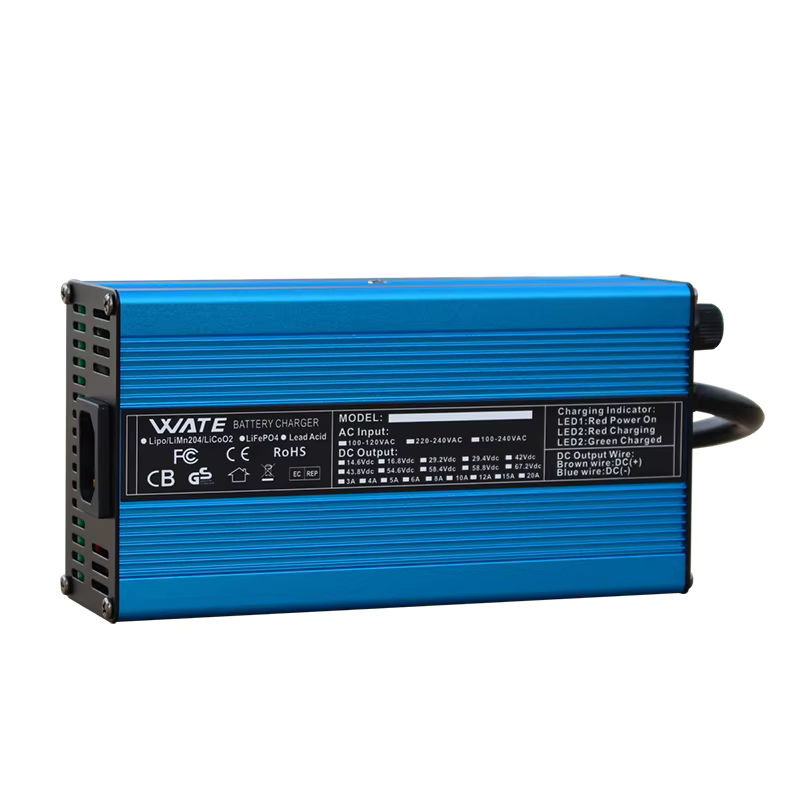 WATE Ladegerät 42V 15A für 10S 36V Lithium-Batterien in Blau mit Schalter und Wärmeableitung - Bild 7