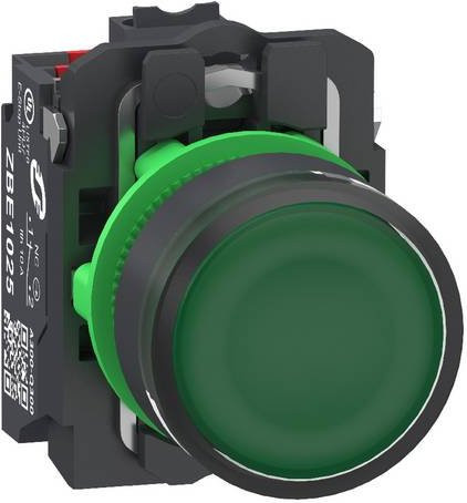 Schneider Electric Harmony XB5 Leuchtdrucktaster XB5AW33B55 aus Kunststoff, grün, unbeschriftet, LED, glatte Kalotte, 1S+1Ö, 22mm - Bild 1