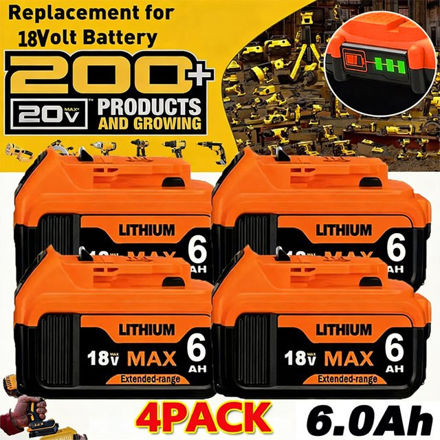 Dewalt Ersatz Lithium-Ionen-Akku 20 V mit 6000 mAh in Orange für DCB200 DCB205 DCB206 DCB209 DCB181 DCB182 - Bild 1