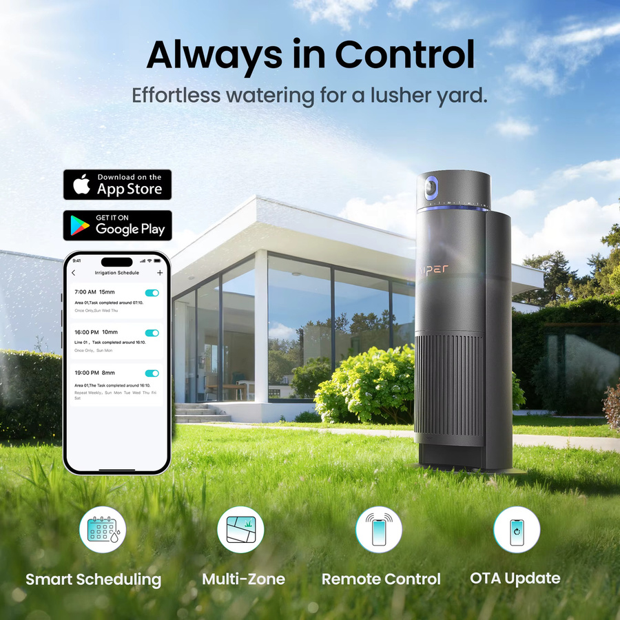 Aiper IrriSense Gartensprinkler Grau - Generalüberholtes intelligentes Bewässerungssystem mit Regensensor, App-Steuerung und 4-in-1-Mehrzonen-Funktion - Bild 2