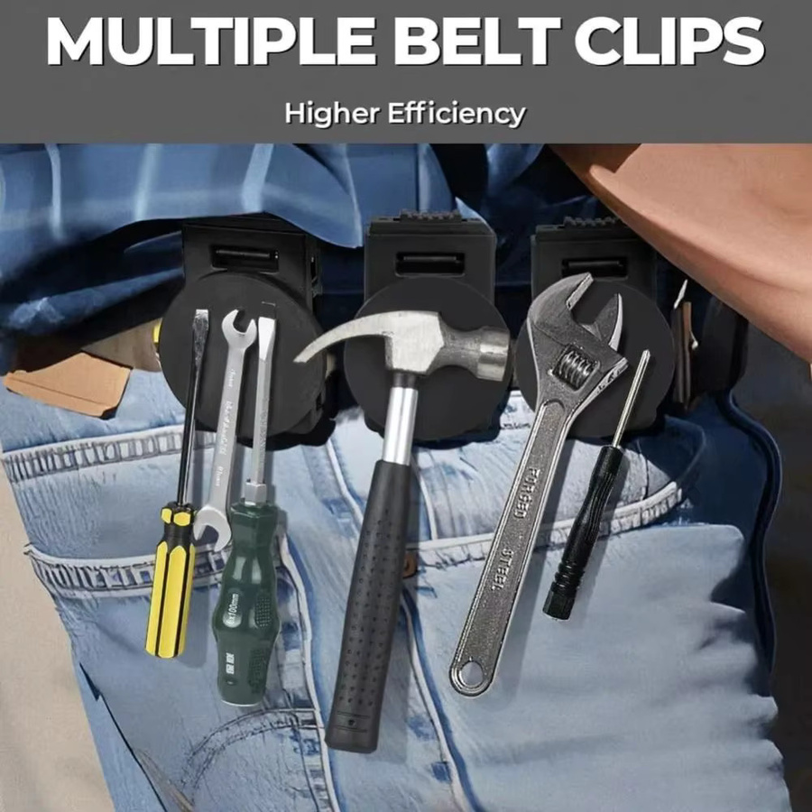 Rutschfester magnetischer Werkzeuggürtelclip aus Metall in Schwarz mit verstellbarer Schnalle für schnellen Werkzeugzugriff - Bild 2