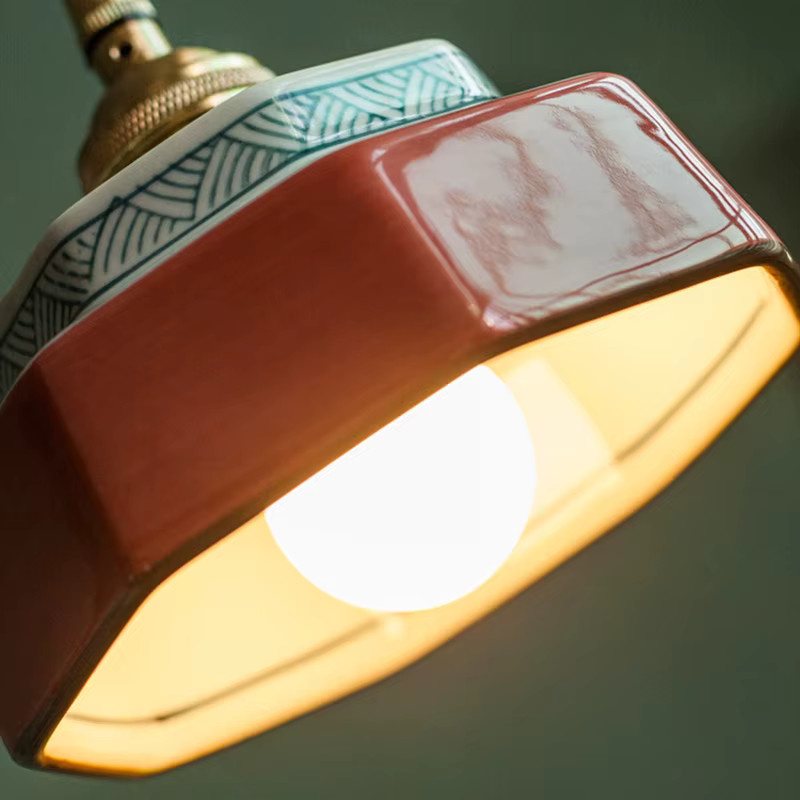 TAONUANSHU Vintage LED Pendelleuchte aus Keramik in Kupfer für Schlafzimmer und Esszimmer - Bild 2