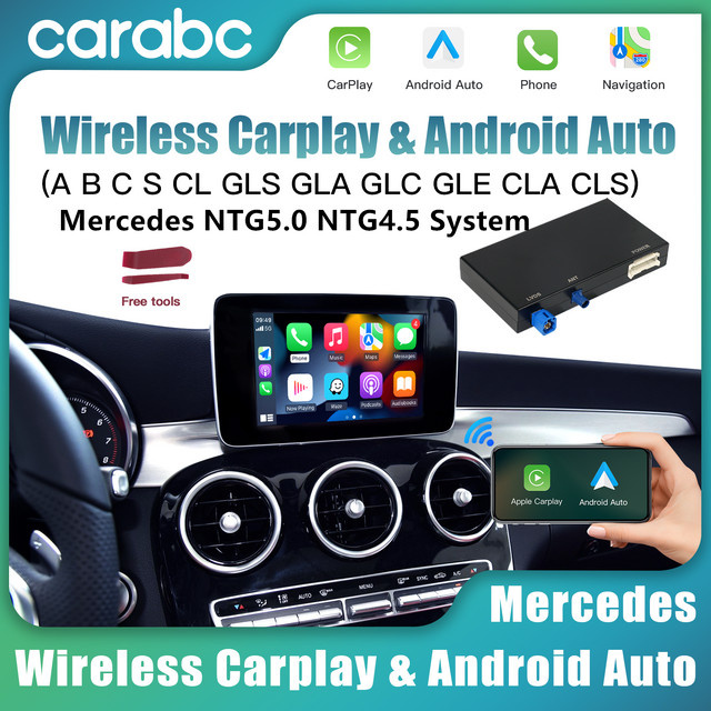 CARABC Drahtlose CarPlay und Android Auto Adapter für Mercedes NTG4.5 NTG5.0 A B C CL S CLA CLS Klasse GLA GLS GLC GLE V250 V260 Sprinter, Schwarz - Bild 1