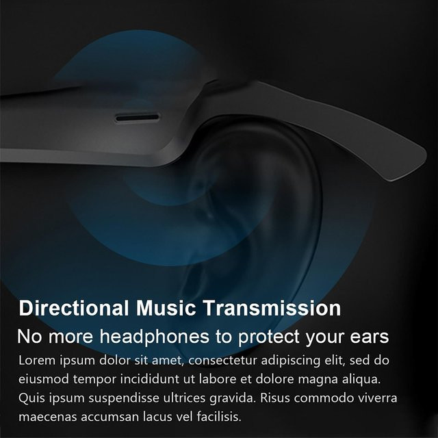 DIYelecs Bluetooth 5.0 Musikbrille als kabelloses Headset für Sport und Outdoor in Schwarz - Bild 1
