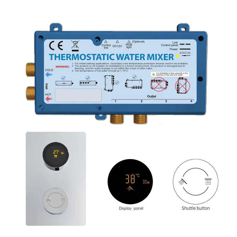 Digitales Thermostat-Duschset mit WiFi APP-Steuerung und verdeckter Montage in Chrom und Silber - Bild 2