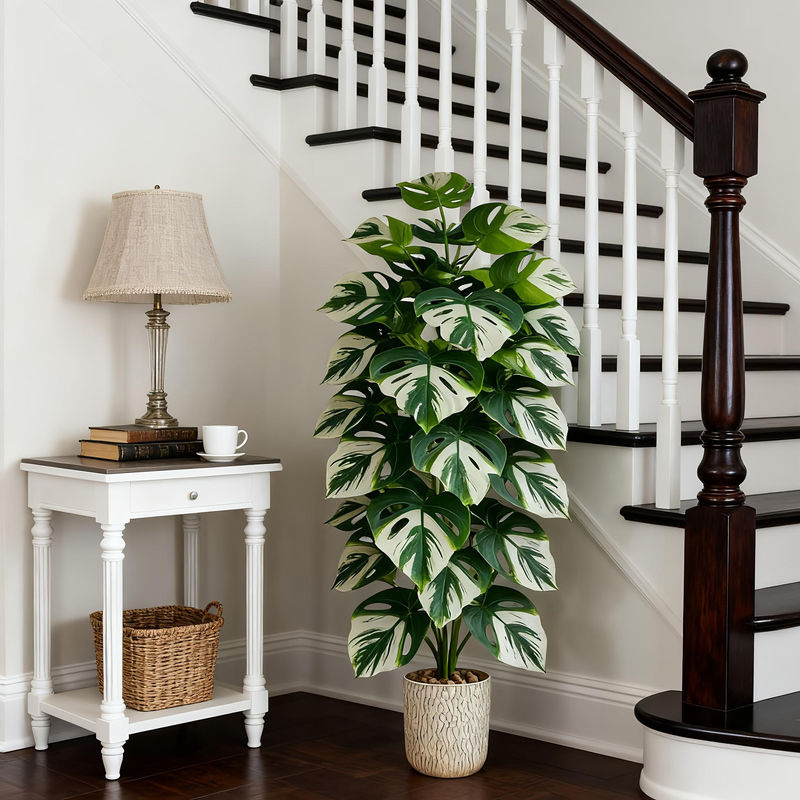 Künstliche Monstera Pflanze von TUYUE in Grün, 120 cm Höhe, mit 24 Blättern aus Kunststoff - Bild 9