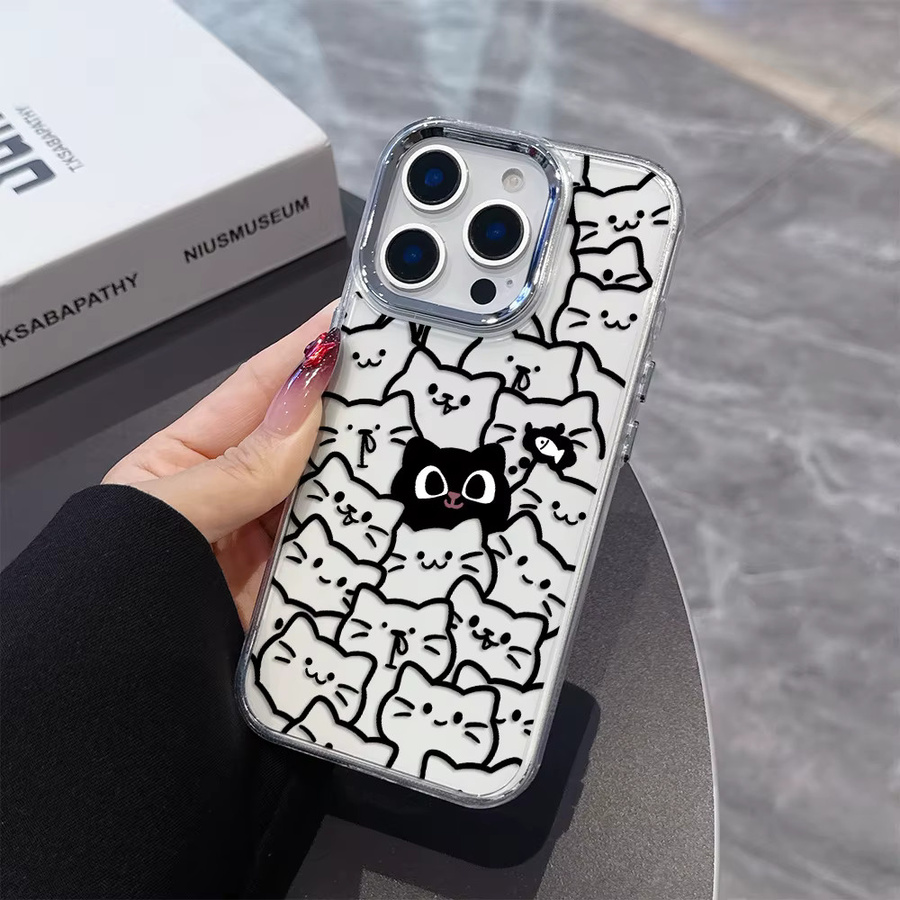 Lustige schwarze Katze Handyhülle aus transparentem Silikon für Google Pixel 10, 9, 8, 7, 8A, 9A, XL, Pro, 4G, 5G - Bild 1