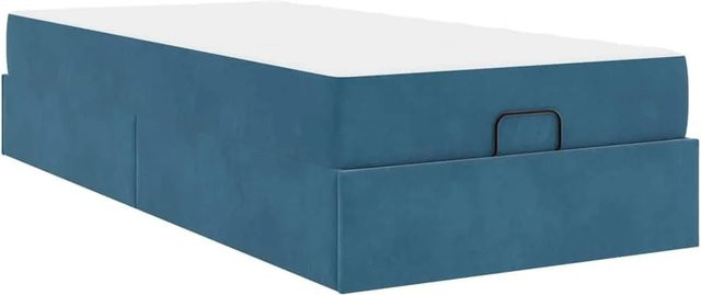 vidaXL Bettgestell mit Matratze und Stauraum in Blau, Samt, B/T/H: 90 x 190 x 43,5 cm - Bild 1