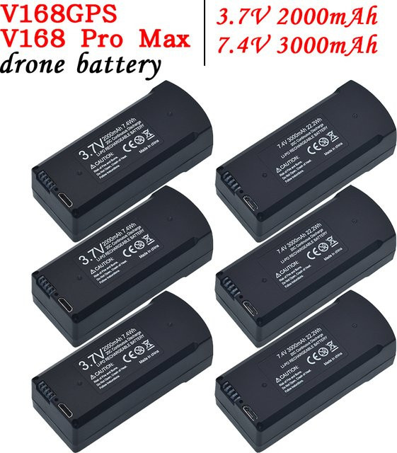 VSVAW Ersatzakku für V168 PRO MAX GPS Drohnen, 3,7V 2000mAh Lipo-Akku in Schwarz - Bild 1