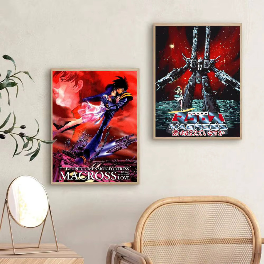 T-The S-Super Dimension Fortress Macross Vintage Poster Aufkleber, Wasserdichter Wandkunstdruck für Wohnzimmer und Schlafzimmer, Mehrfarbig - Bild 5