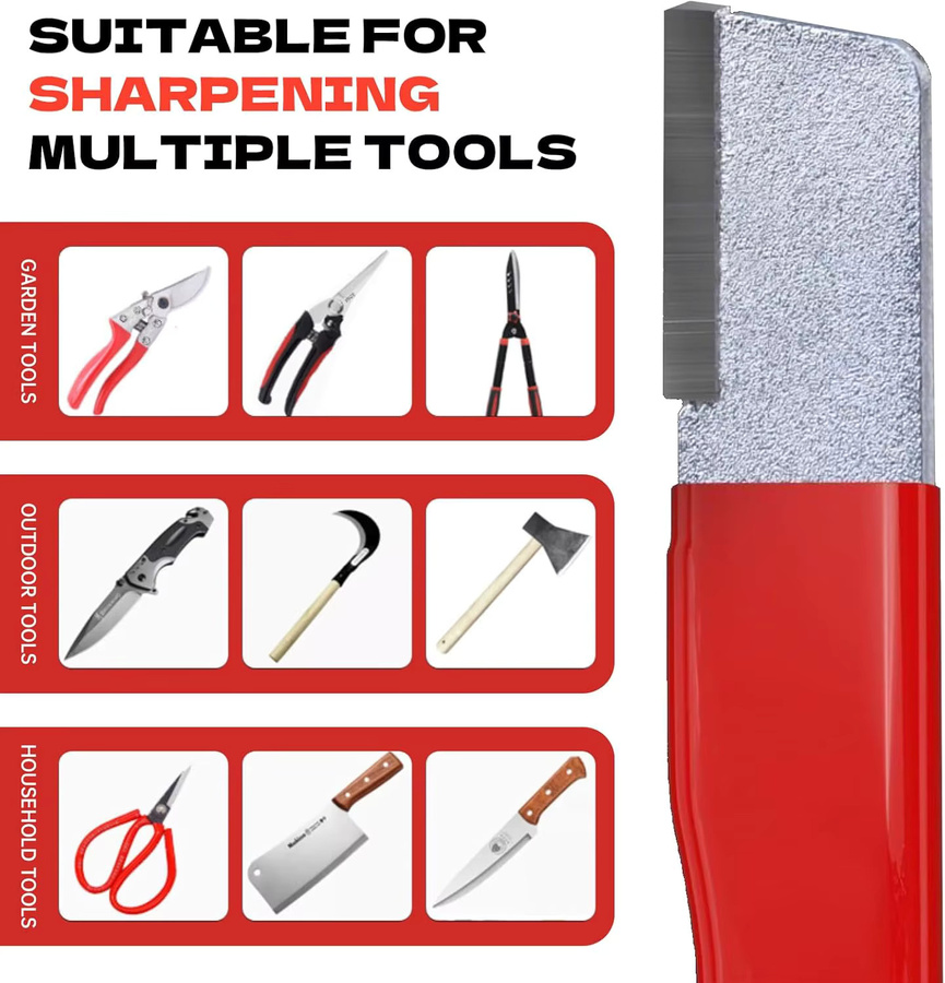 Tragbarer Mini Messer Schleifstein mit Deckel in Rot für Messer und Gartenscheren - Bild 4