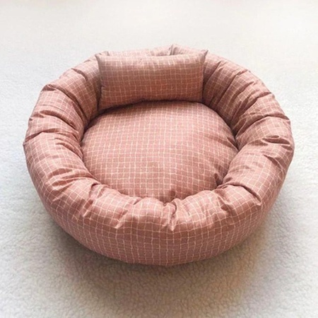 Runde Haustier-Schlafmatte von Yiran Furniture in Rot mit weichem Stoff, Durchmesser: 35 cm, Höhe: 10 cm
