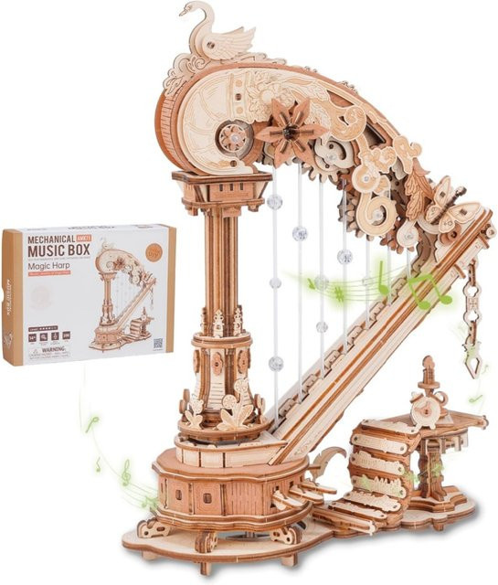 Robotime Magische Harfe, 3D Holzpuzzle, Musikbox, ab 14 Jahren - Bild 1