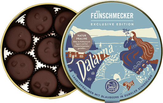 Goldhelm Blaubeerpraline mit Lakritze in dunkler Schokolade 80 g - Bild 1