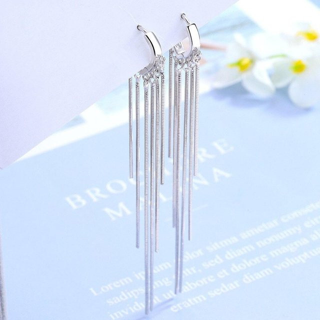 Hängeohrringe 925 Sterling Silber, Quaste, Damen, weiß - Bild 1