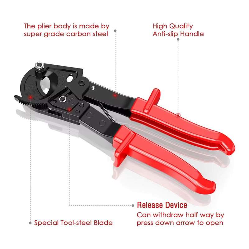 Wozobuy Kabelschneider aus Aluminium für Kupfer und Aluminium mit Ratsche bis maximal 240 mm2 - Bild 2