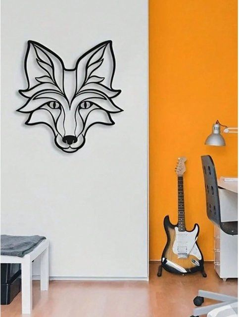 CIFBUY Fuchs-Wanddekoration aus schwarzem Metall als hängende Eisenkunst-Silhouette - Bild 1