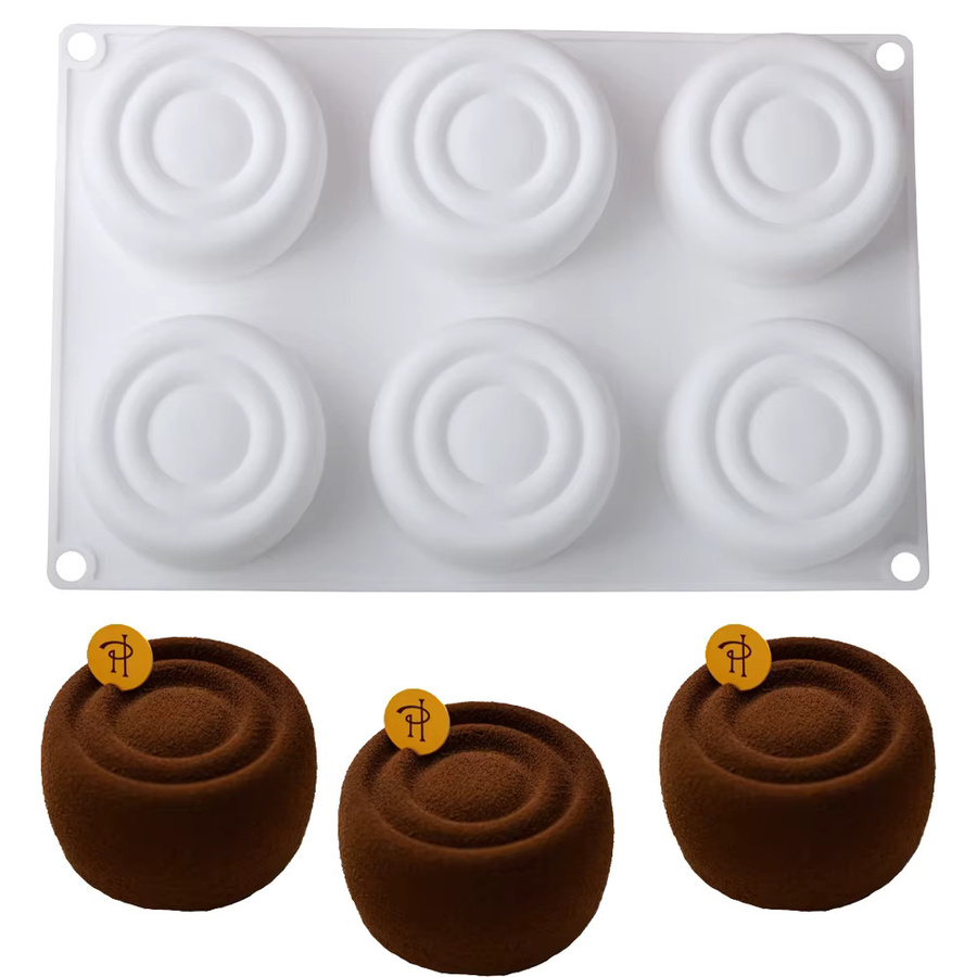 Meibum Silikonform für Mousse und Dessert mit 6 Kavitäten im internationalen Checkers-Design, weiß - Bild 2