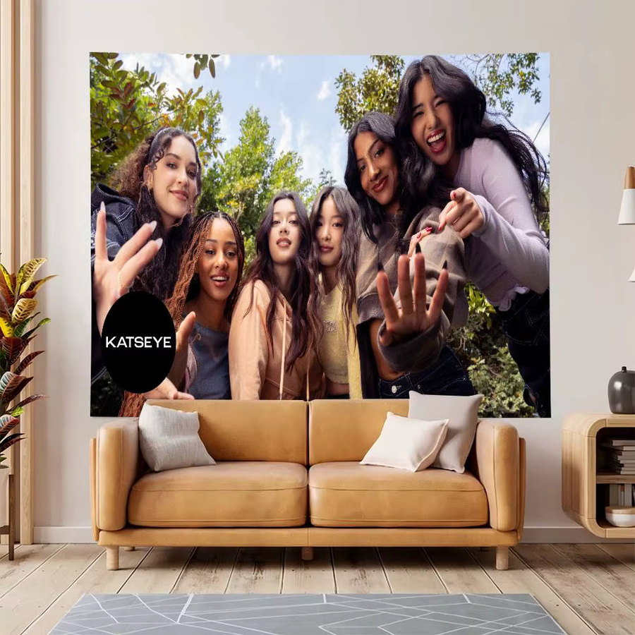 K-Katseye Kpop Band Fotohintergrund aus Kunstpapier, Mehrfarbig - Bild 2