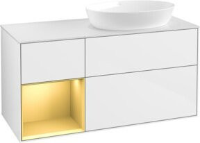 V&B Waschtischunterschrank Finion mit Wandbeleuchtung, Farbe Weiß mit Gold, Breite: 120 cm, Tiefe: 50,1 cm, Höhe: 50,1 cm - Bild 1