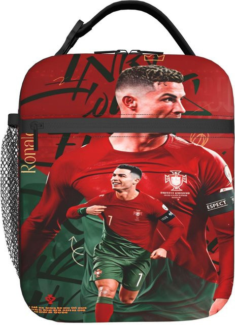 R-Ronaldos Thermische Lunchbox für Damen und Herren, Isolierte Kühltasche aus Oxford-Stoff, Farbe: Rot - Bild 1