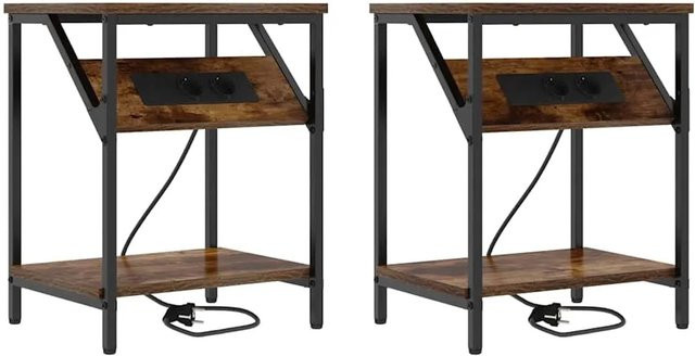 vidaXL Nachttisch Set 2 Stück Räuchereiche modern B/T/H: 38 x 30 x 48 cm - Bild 1