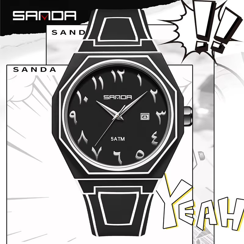 SANDA Armbanduhr Quarz, Schwarz, Herren, Datum - Bild 4