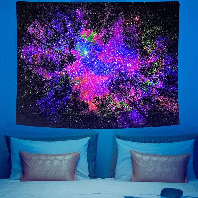 VIKAMA Sternenwald-Wandteppich mit Sternen-Punkt-Kunst-Design in Multicolour, moderne Wanddekoration für Schlafzimmer und Wohnräume, B/H: 60 x 40 cm - Bild 1