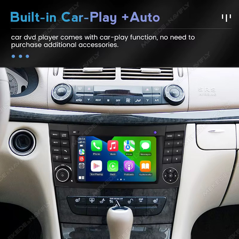 NAVIFANS Autoradio mit CarPlay und Android Auto für Mercedes Benz E-Klasse W211 und CLS-Klasse W219, GPS und WLAN, Schwarz - Bild 4
