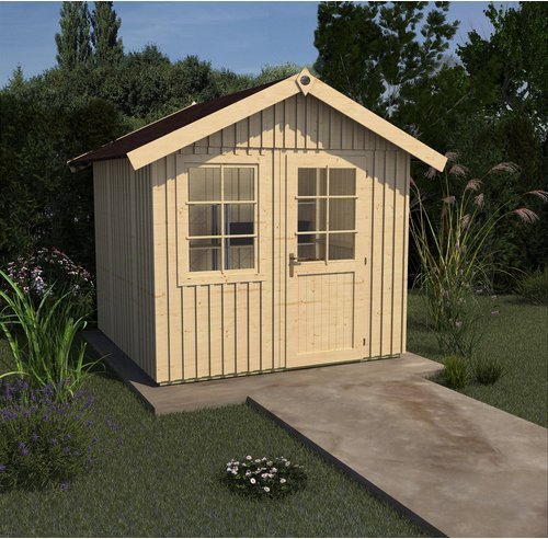 WEKA Schwedenhaus Gartenhaus Gr.1 aus Fichtenholz mit Satteldach in Beige, B/H/T: 314 x 272 x 248 cm - Bild 3