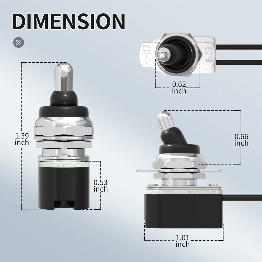 Daiertek 4er Set Wasserdichte Kippschalter 12V SPST 2 Pin On Off Heavy Duty DC 12V 10A mit 15 cm Drahtleitungen für Marine - Bild 2
